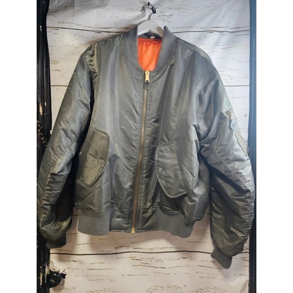Rothco MA-1 Flight Bomber Jacket XL Sage Green Reversible Orange